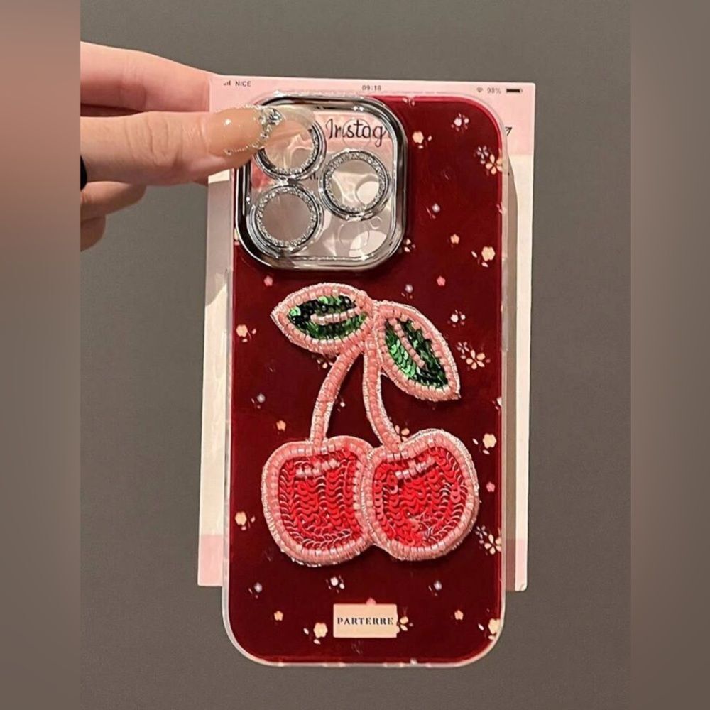 Cherry Design Iphone 16 Case - Red